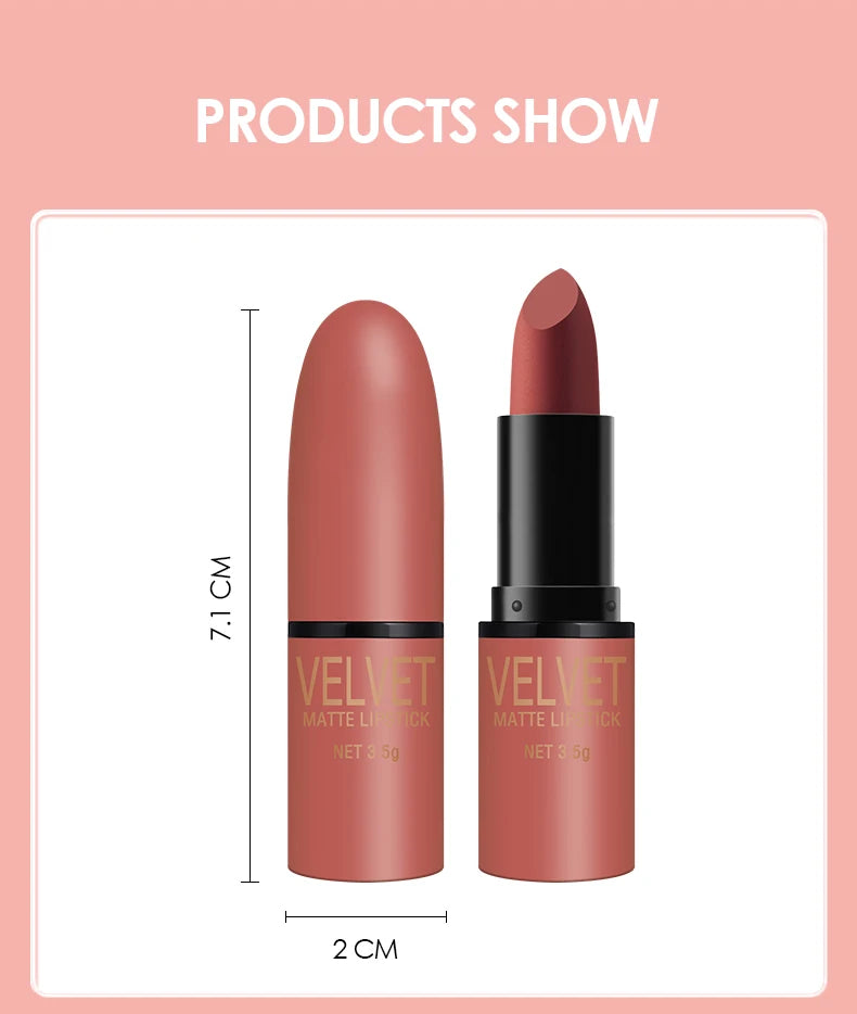Matte Lipstick Set with Matte Finish, Waterproof and Not Easy to Stick to Cups, 6-Color Gift Box Lipstick Set