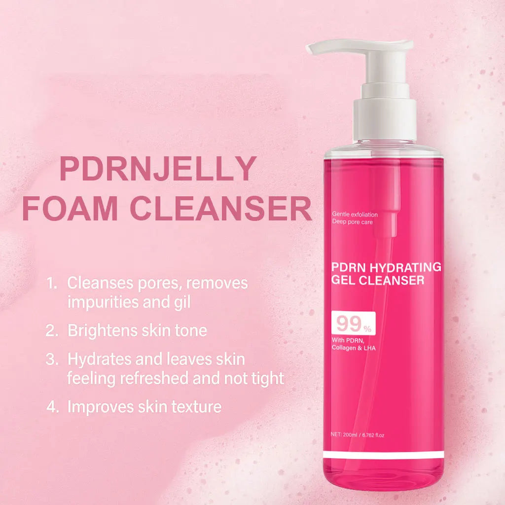 PDRN Hydrating Gel Cleanser, Salmon Pink Foam Cleansing Gel with PDRN & Collagen,Deep Cleansing,Gentle and Non-irritating, 200ml