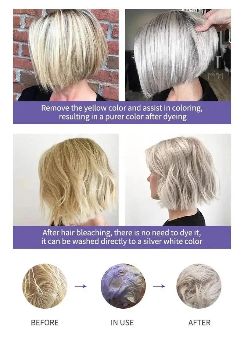 Color Fixing Hair Dye Shampoo to Cover Gray Hair Fade Yellow After Bleach Hair Shampoo Non-irritating Purple Shampoo for Blonde