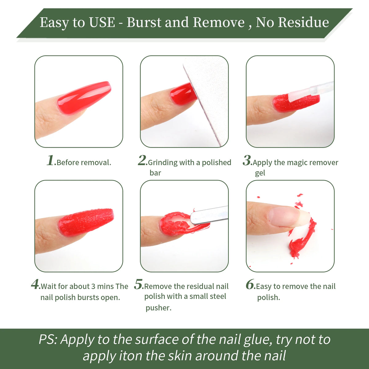 Misscheering 15ml Magic Fast Nail Gel Polish Remover Clean UV Soak Off Semi Permanent Varnish Nail Art Removal Tools Manicure