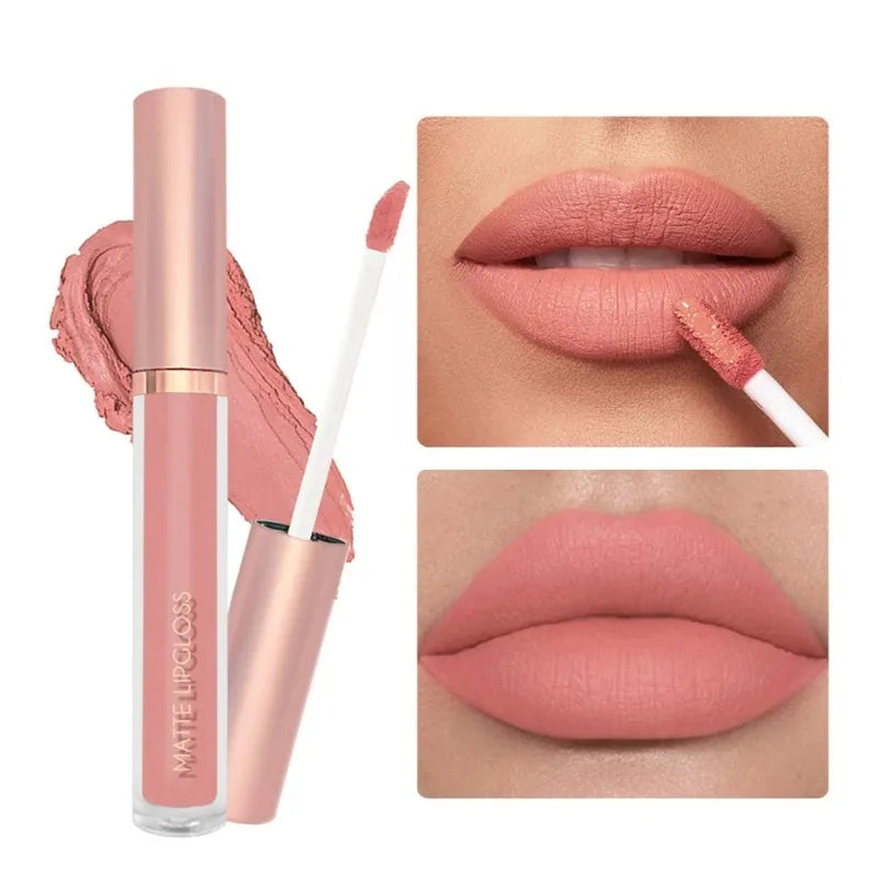 12 Colors Matte Velvet Sexy Lip Gloss Waterproof Long-Lasting Non-stick Cup Lip Glaze Nude Liquid Lipstick Lips Makeup Cosmetics