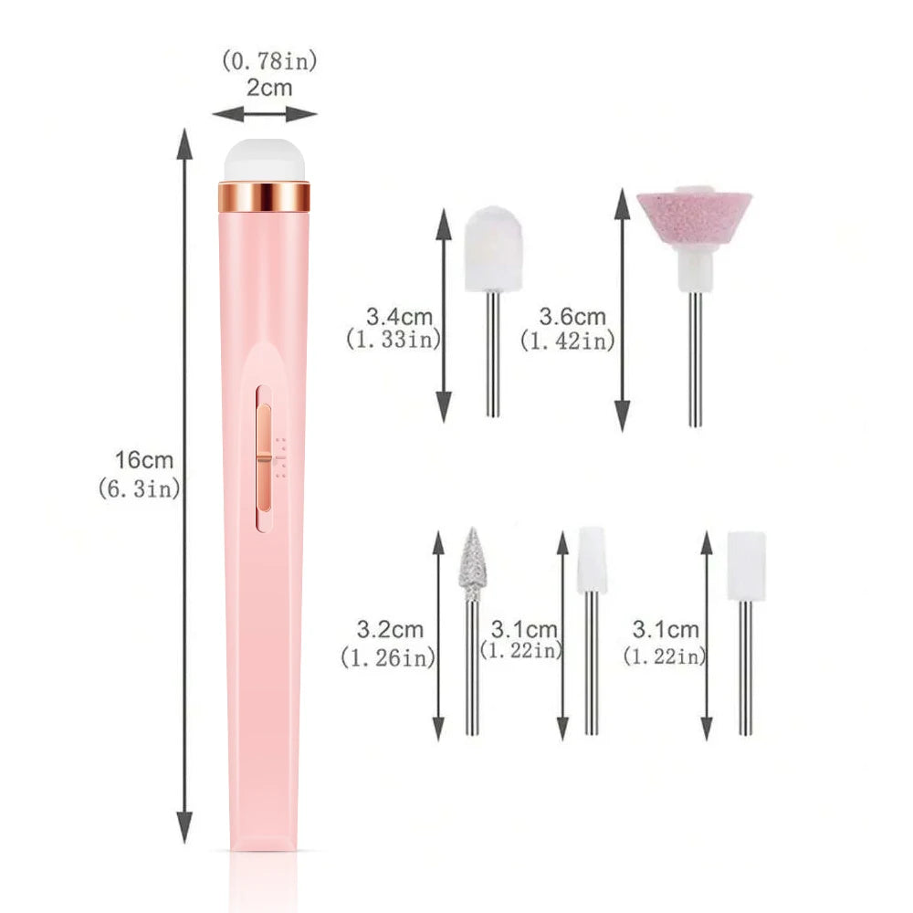 YIKOOLIN Portable Nail File Care Electric Nail Drill with 4 Speeds Cuticle Trimmer Battery Operated Manicure and Pedicure Tools