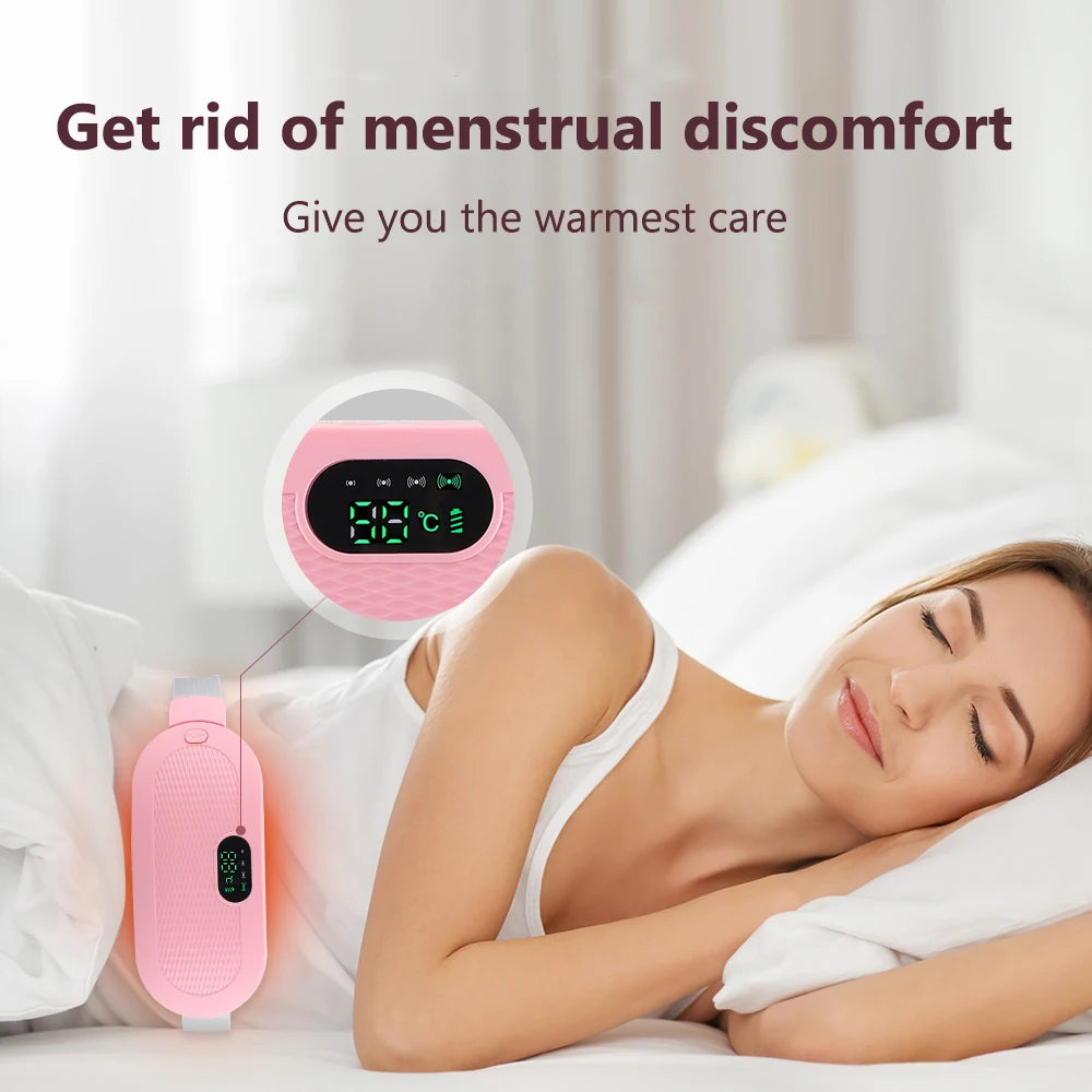 Menstrual Massager Electric Period Belt 4 Levels Heating & Vibration Hot Compress Woman Massage Brace Abdominal Lumbar Waist Pad