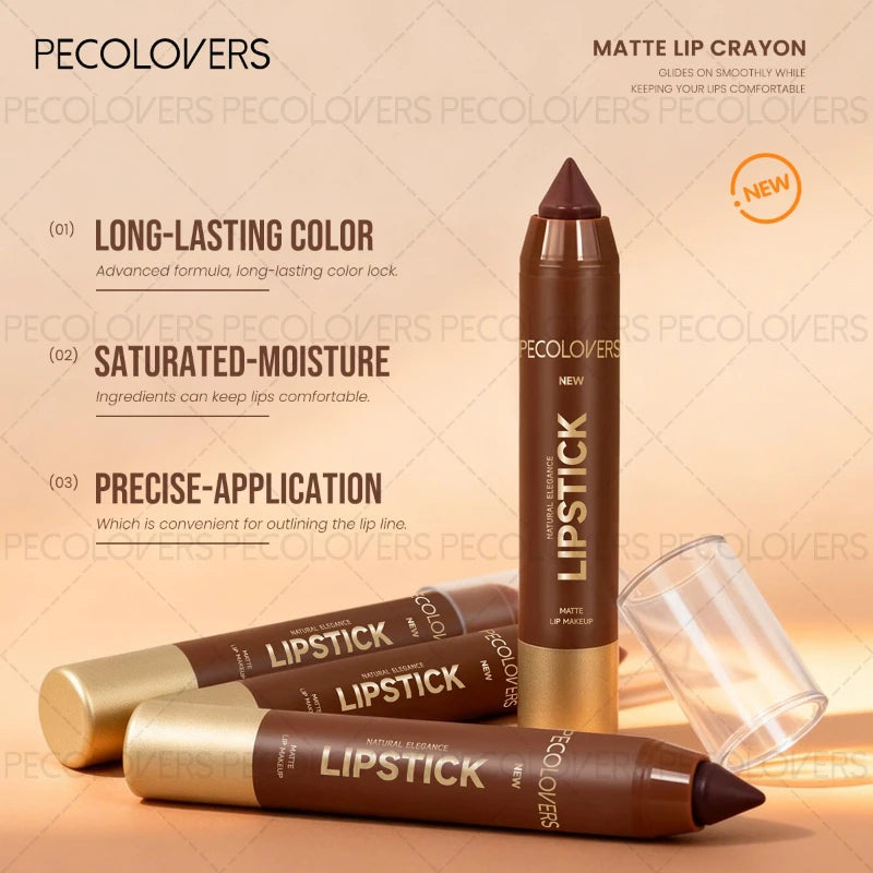 1PC Brown Matte Lip Liner Crayon, Smooth Application, Highly Pigmented, Long-lasting Wear, Lip Cosmetics