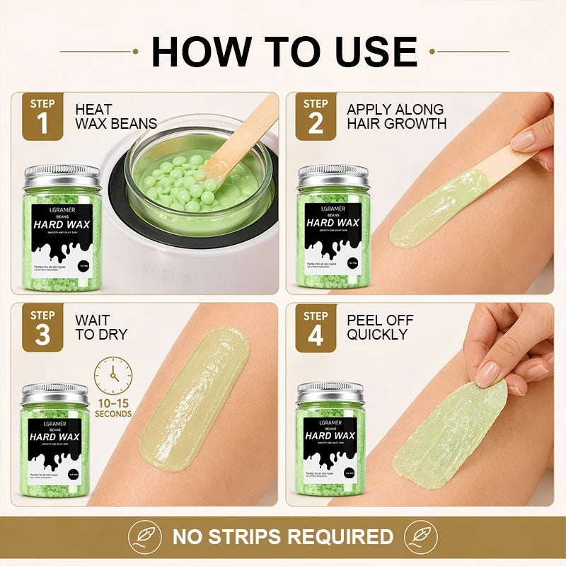 80g/380g Hard Wax Beans,Heating Hard Waxing Painless Hair Removal,Depilatory Wax Beads For Leg Armpit Full Body,Non-irritating