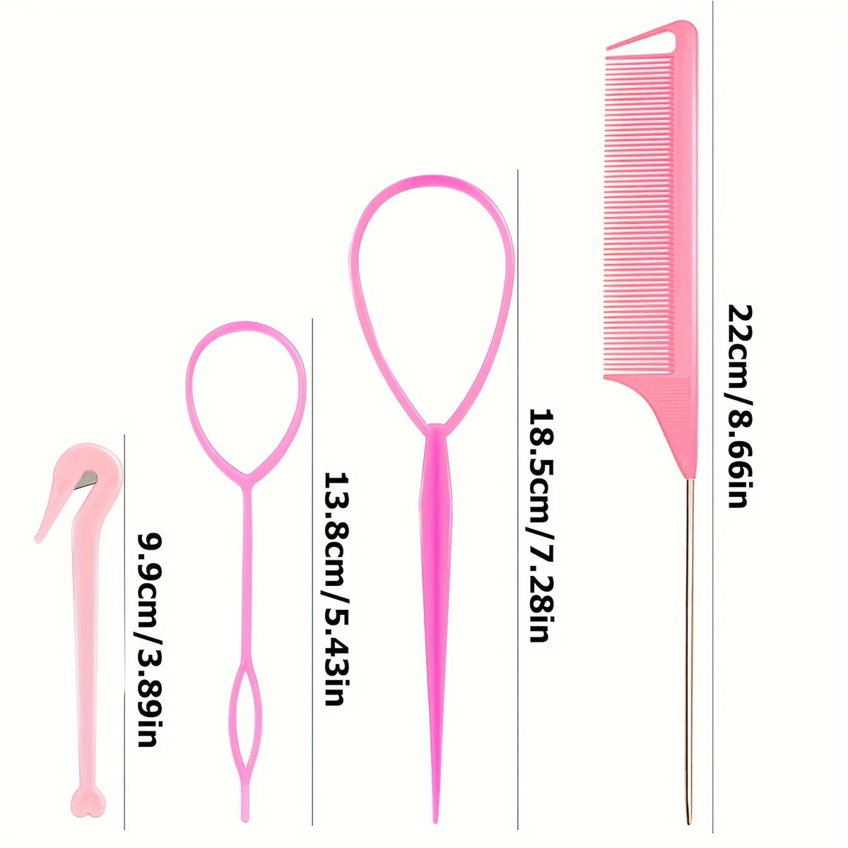 4-piece WANMEI  Headband Tool, Hair Braiding Tool with Mouse Tail Comb, Ponytail Headband Remover, Quick Styling Hair Accessory