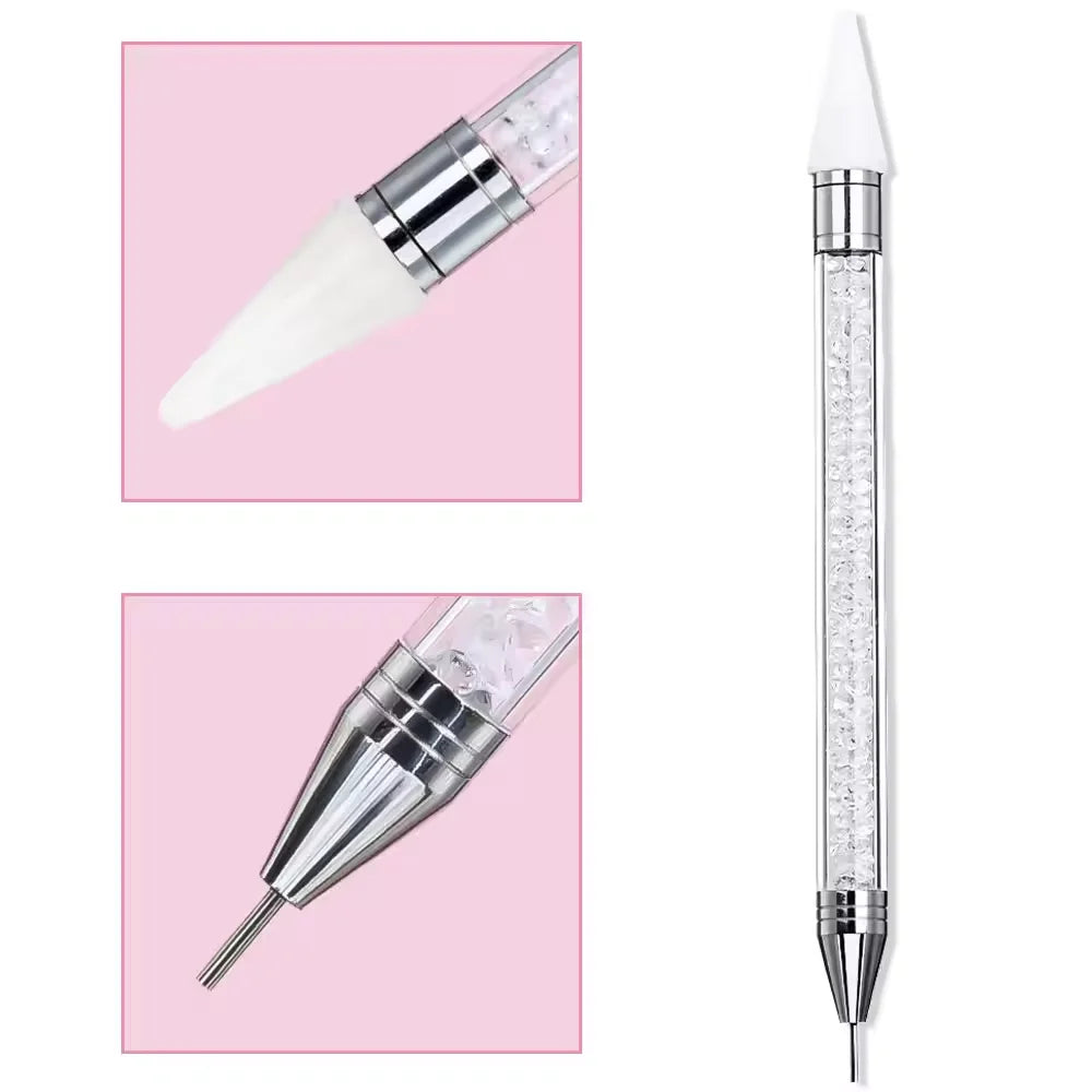 1pc Wax Nail Rhinestone Picker Dotting Pen Dual-ended Wax Pencil For Rhinestones Tip Crystal & Gem Nail Art Tool for DIY Manicur