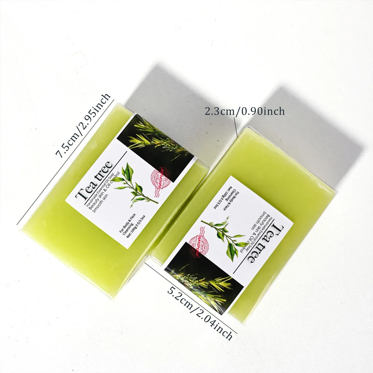 2Pcs100G Tea Tree Oil Soap Bar Deep Cleansing Facial Bath Bar Acne Pimple Control New Formula