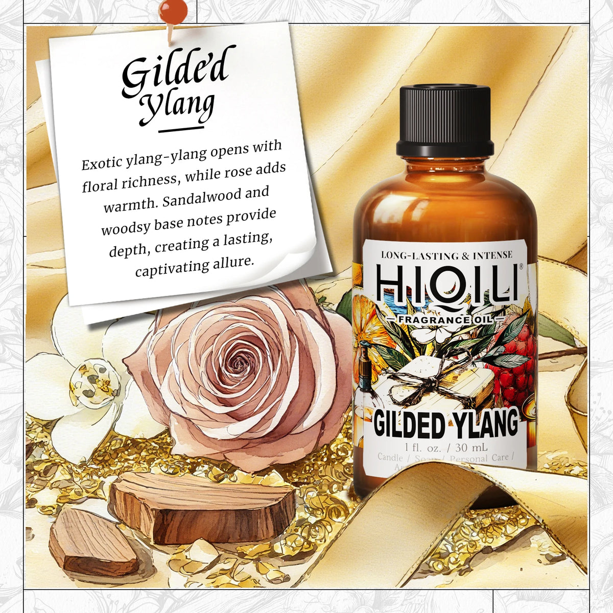 HIQILI New 30ml Perfume Oil Series, Vanilla/Lavender/Rose/Sandalwood 100% Natural Extract Perfume Oil, For Home Use, Humidifier