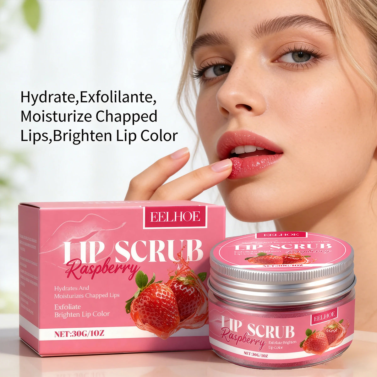 Strawberry Lip Scrub Exfoliating Soothing Lips Preventing Dryness Cracking Improving Dullness Brightening Moisturizing Lip Care