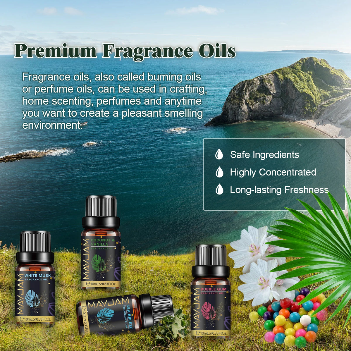 Mayjam Aromatic Essential Oil Coconut & Vanilla La Vie Est Belle Jadore Forest Pine Dragons Blood Musk Sea Breeze Fragrance Oil