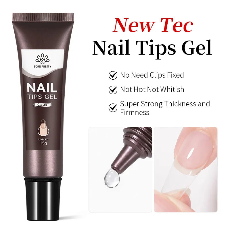 BORN PRETTY 15ml Clear Non Stick Hand Extension Gel 3D Shaping Sculpting Carving Nail Art Solid Hard Gel for Fake Nail