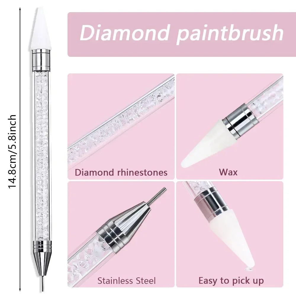 1pc Wax Nail Rhinestone Picker Dotting Pen Dual-ended Wax Pencil For Rhinestones Tip Crystal & Gem Nail Art Tool for DIY Manicur