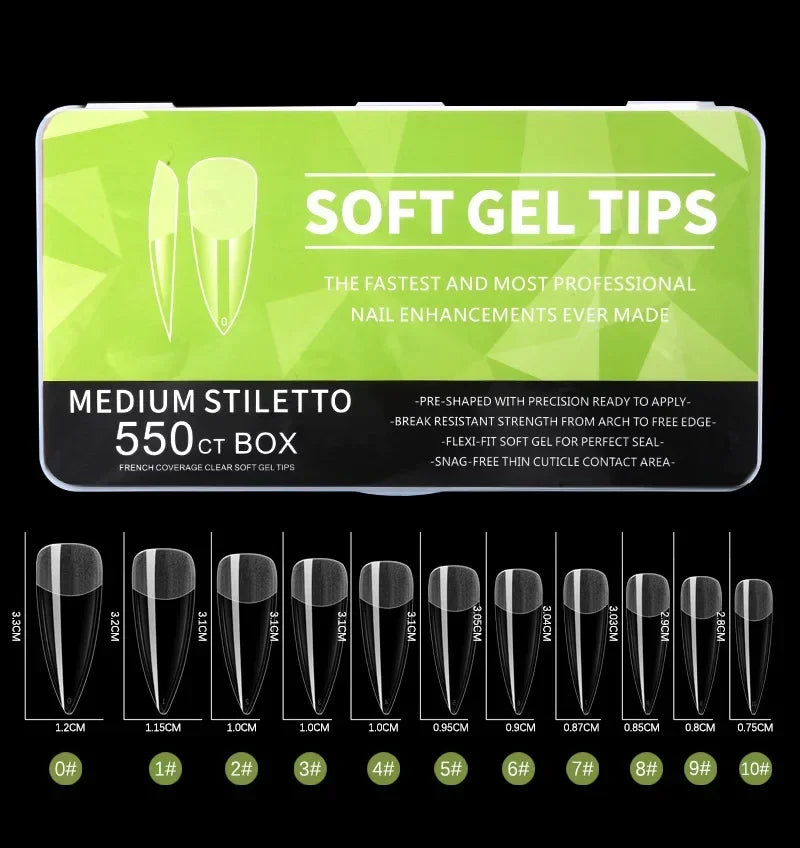 550Piece Medium and short soft gel nail tips Medium Apricot/Coffin Head Full Coverage Matte Extension Tool  Press-On Nail