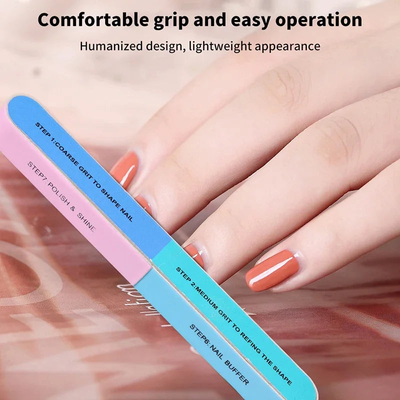 Multi Surface Printed Nail Polishing File 7 Sides Manicure Strip Professional Salon DIY Gel Nail