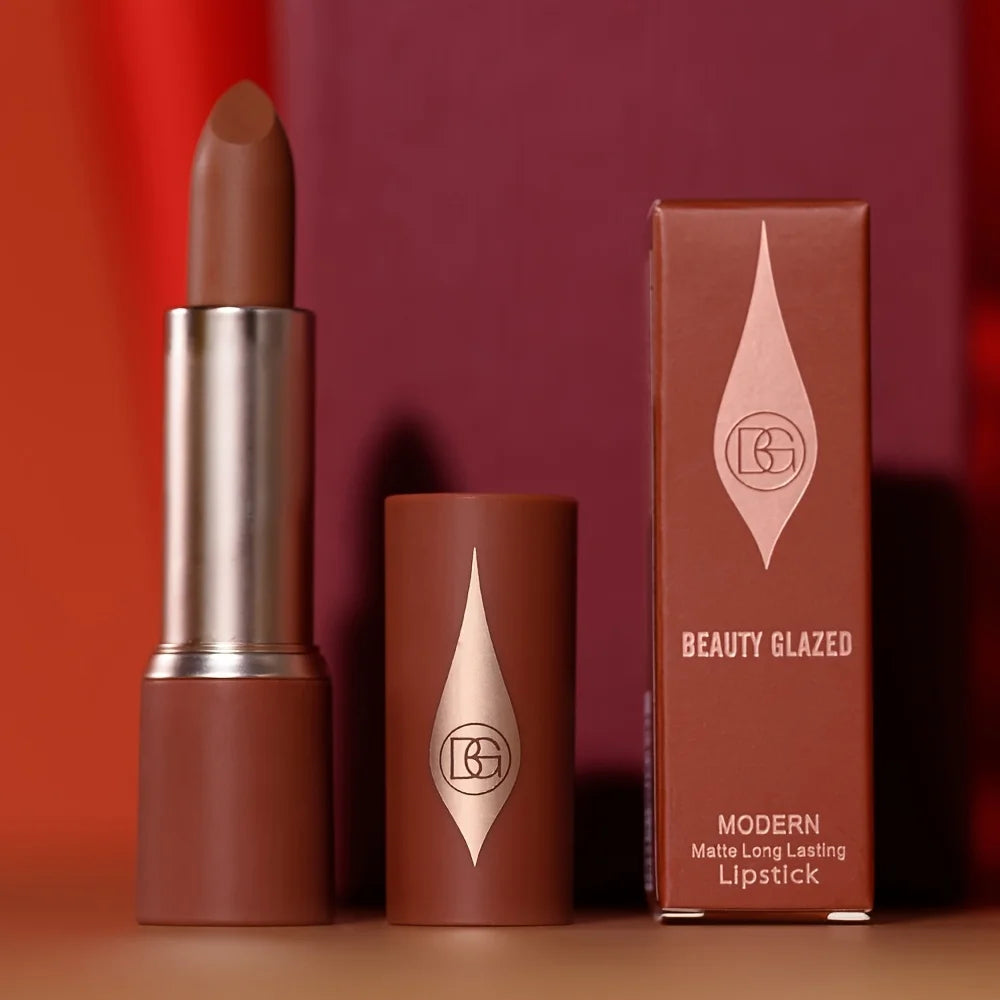 Barely Matte Cocoa Lipstick Creamy Texture Nourishing Care Long Lasting Waterproof  All Skin Types Brown Hue Matte Lipstick