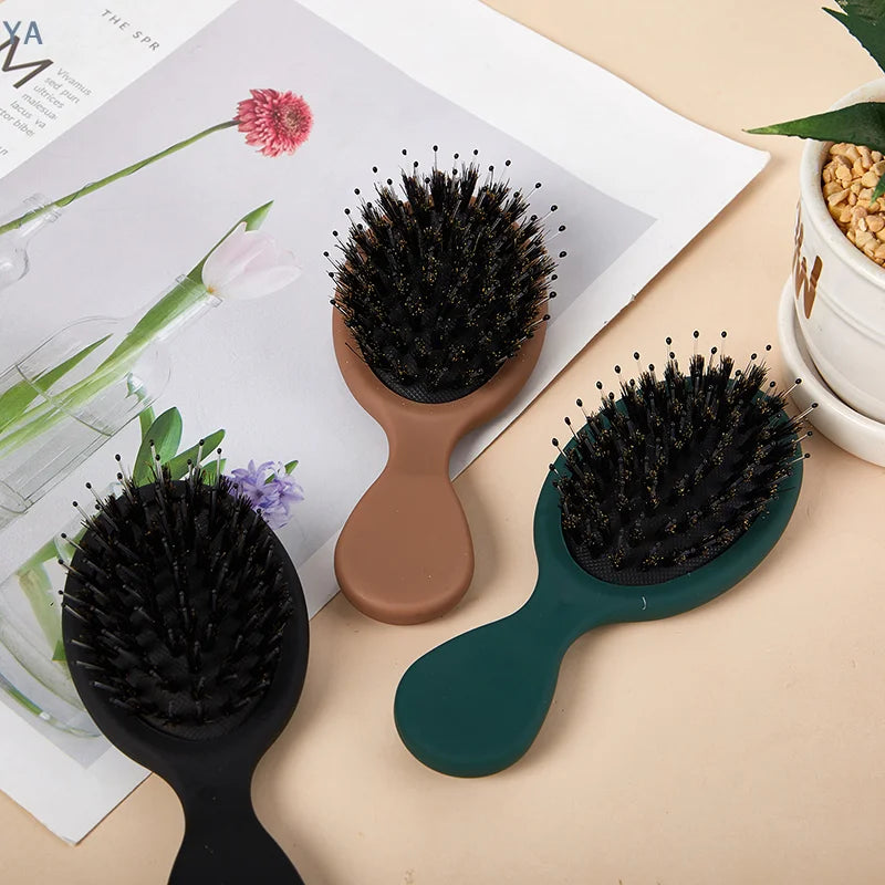 [Y]1PC Oval Boar Bristle & Nylon Hair Comb Mini Anti-static Hair Scalp Massage Comb Hairbrush Salon Hair Care Brush Styling Tool