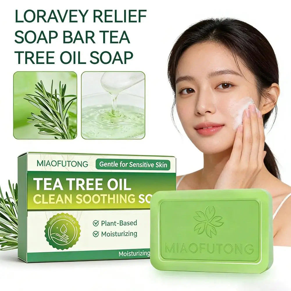 Tea Tree Oil Soap Bar for Men Women Natural Plant Extract Handmade Soap Deep Cleansing Soothing for Dry Skin Exfoliate Skin Care