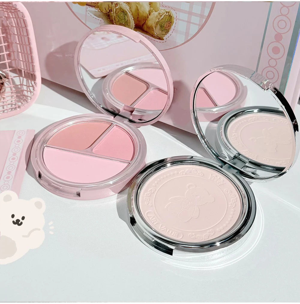 ART VALUE 7PC Makeup Sets Include 3 Colors Matte Lip Mud,1 Pressed Powder,1 Blush,1 Eyes Palette,1 Necklace Beauty Makeup Sets