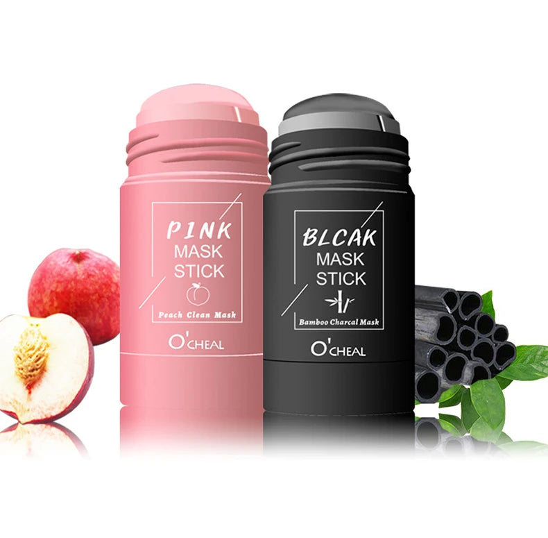 Ocheal Mask Green Tea Bamboo Charcoal Solid Facial Cleansing Stick Deep Cleansing Pores, Removes Blackheads, Controls Oil, Moisturizes and Hydrates, Smear-On Mud Mask for Men and Women.