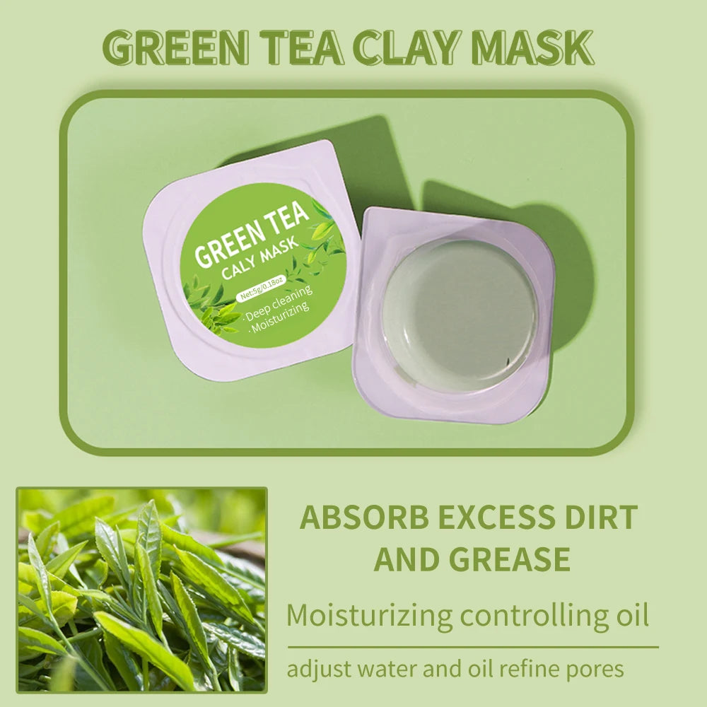 10pcs Clay Mask,Gentle Cleansing,Moisturizing and Hydrating Skin,Eggplant/Rose/Green Tea Mask Restore Skin Mask Travel Essential