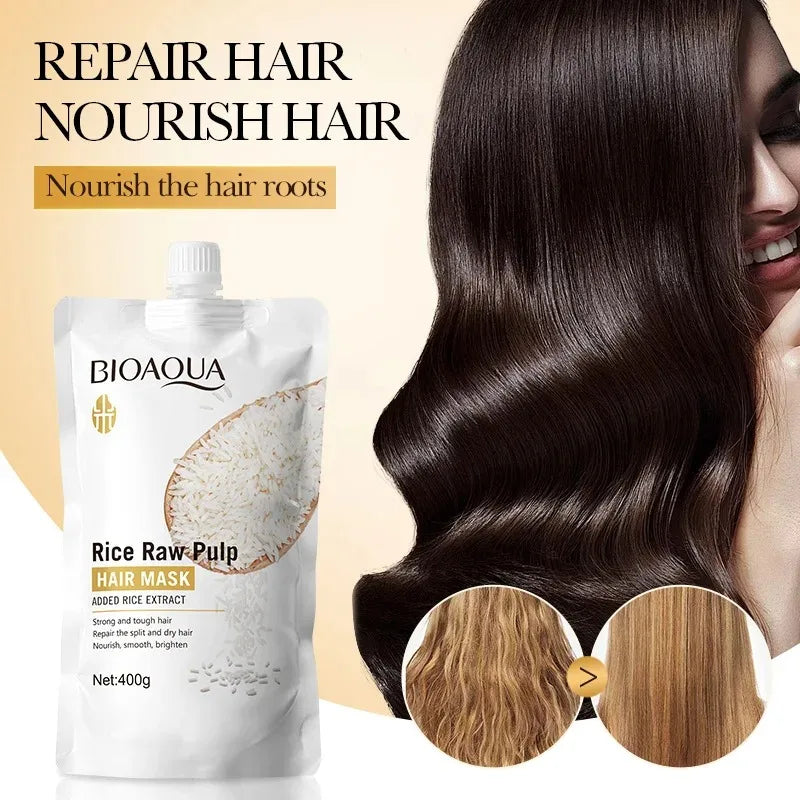 Rice Magic Keratin Hair Mask 5 Seconds Repair Damaged Frizzy Hair Soft Smooth Shine Moisturizing Nourishing Hair Root Care