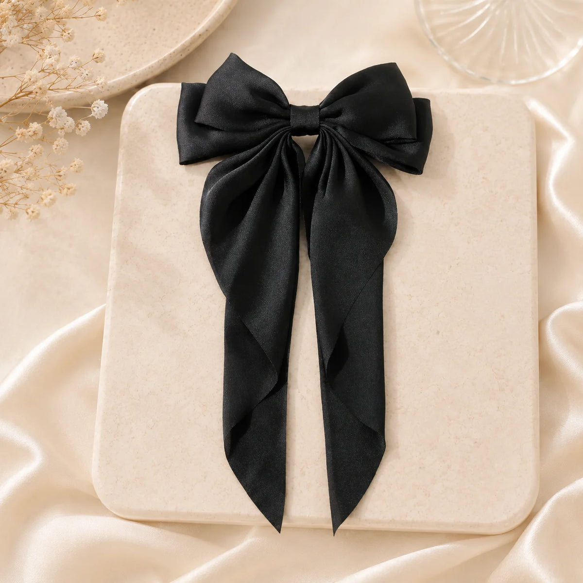Large Satin Bow Hair Clip Women Korean Style Ribbons Bowknot Spring Clip Non Slip Hair Accessories for Girls Party Clamp Femme