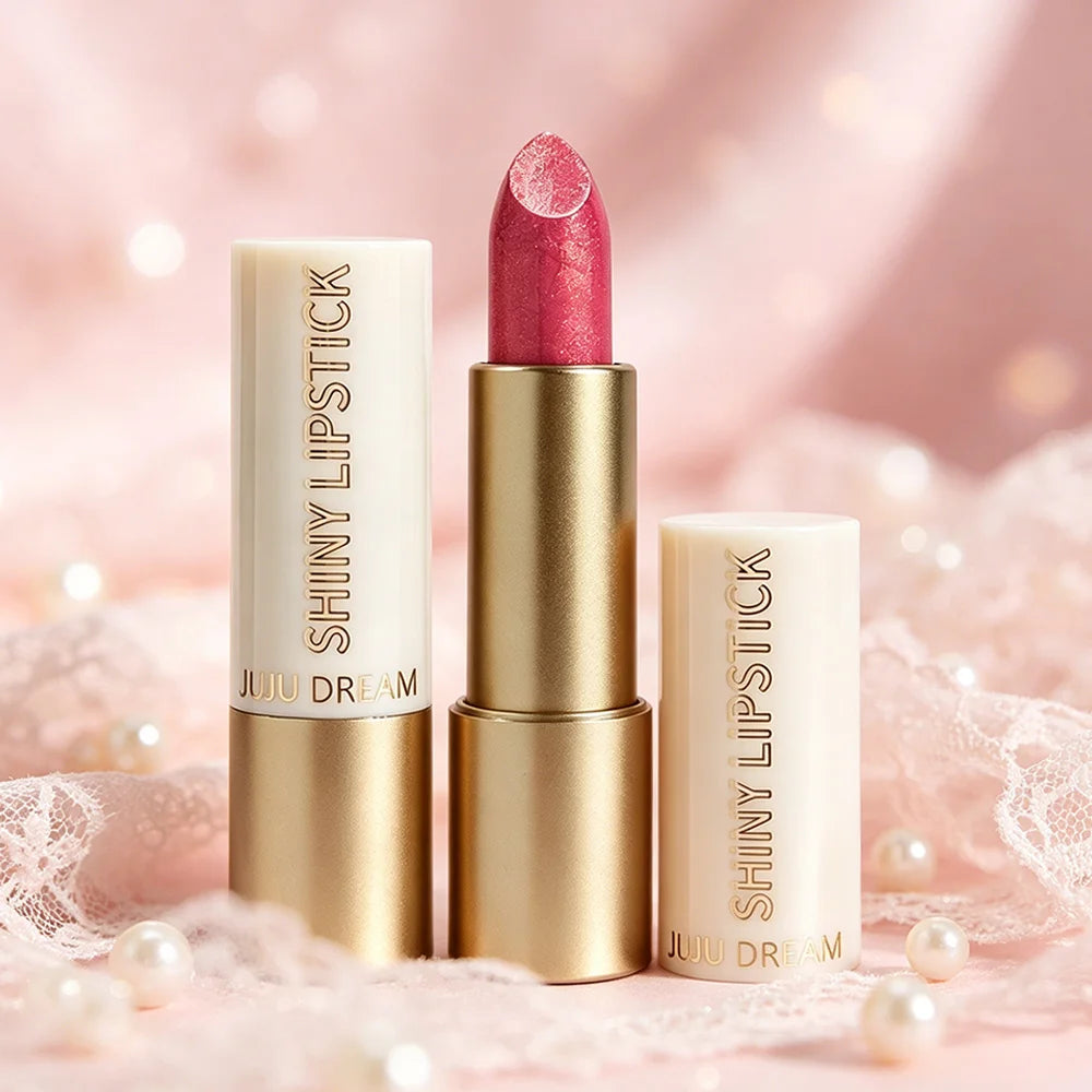 JUJU Dream Luxury Gold Tube Shimmer Metallic Lipstick, Hydrating Glitter Lip Balm, Waterproof Long Lasting & Non-Stick Cup