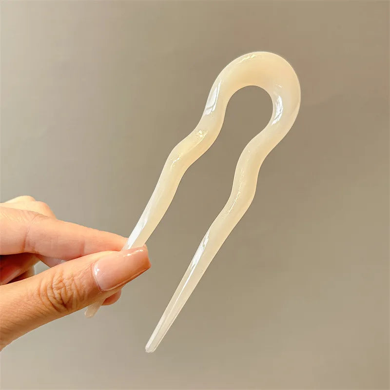 U-Shaped Hair Fork Fashion Tortoiseshell Acetate Acrylic Hairpin Geometric Headwear Hair Sticks Women Girls Hair Accessories