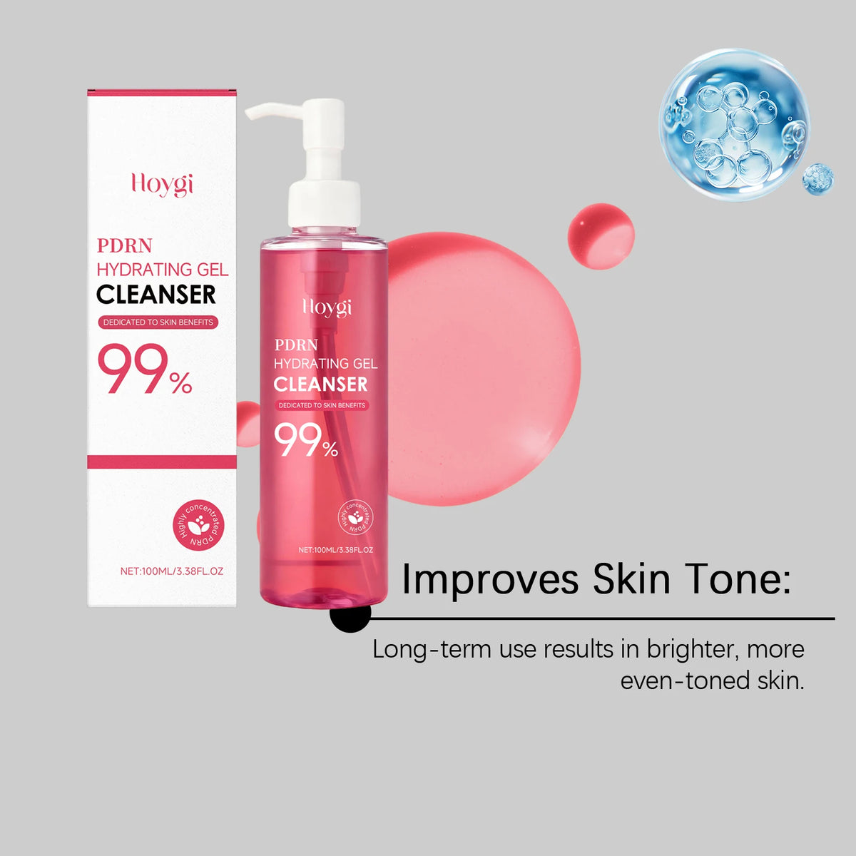 HOYGI Facial Cleansing Gel Oil Control Moisturizing Face Wash Anti-Acne Pore Refining Blackhead Remover Gentle Brightening Skin