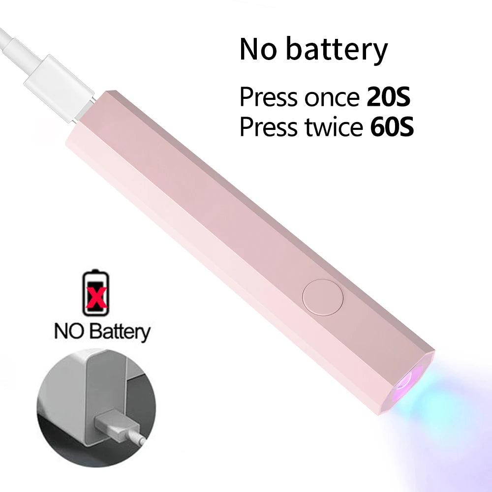 YIKOOLIN Convenient Rechargeable Nail Dryer UV LED Handheld Lamp Fast Curing All Gel Polish Mini Manicure Tool USB Portable Ligh