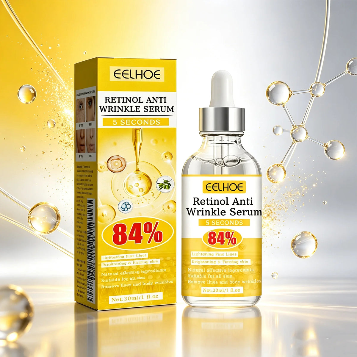 EELHOE Retinol Anti‑Wrinkle Serum Deep Soothing Fine‑Line Minimizer Pore Reduction Improve Dullness Facial Nourishing Essence
