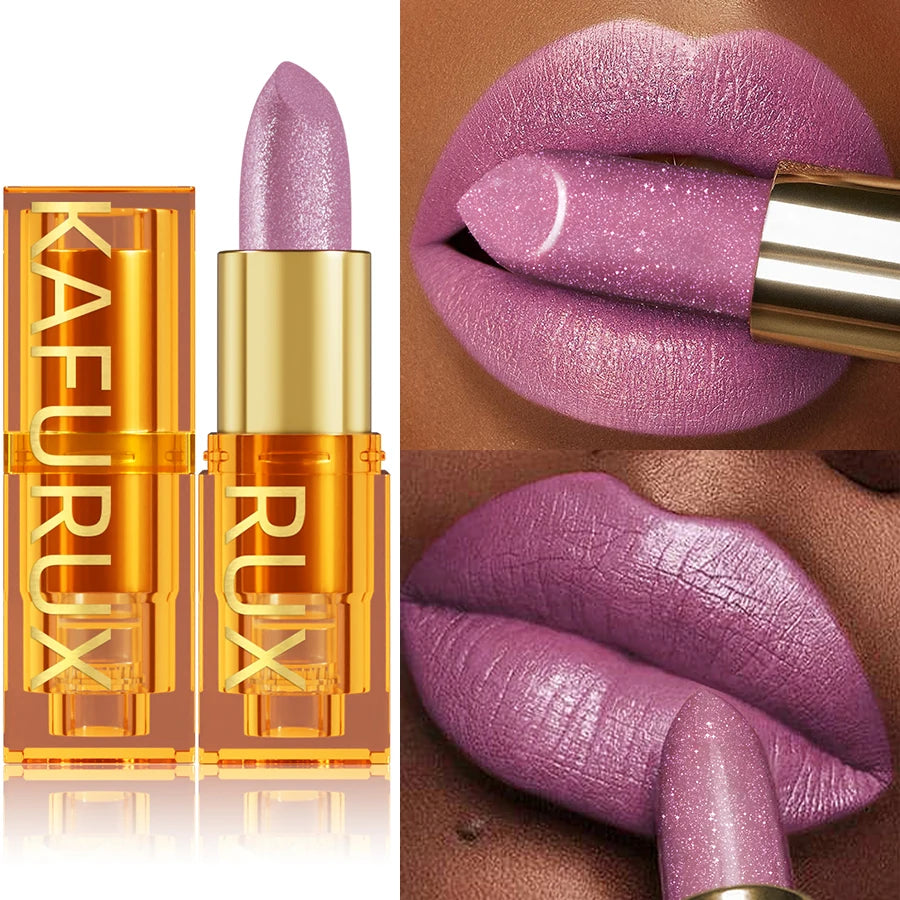 16 Colors 1PC Metallic Glitter Shiny Lipstick Lip Tint, Waterproof Senior Matte Lip Makeup Gifts for Women Cosmetic Lip Glaze