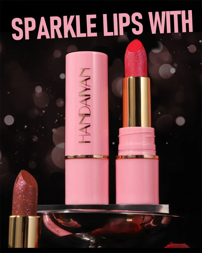 8 Colors Diamond Shimmer Lipstick Purple Metallic Glitter Pearlescent Lip Tint Long Lasting Waterproof Lipstick Makeup Cosmetics