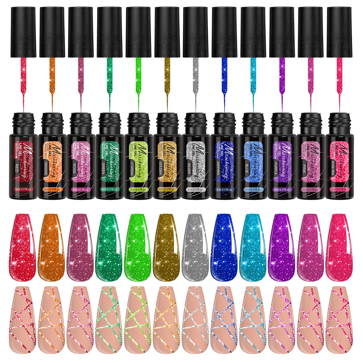 5ml Fluorescent Diamond Line Gel Shiny Painted Gel Nail Polish Semi-Permanent UV Gel Polish Varnish DIY Nail Art Design Salon