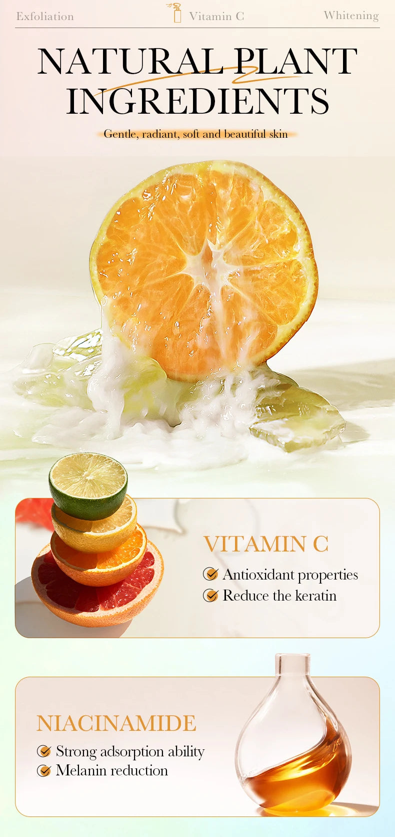 Vitamin C Gentle Face Exfoliating Peeling Gel Body Cleansing Scrub Foot Peeling Spray Blackhead Removal Face Cleanser 100ml