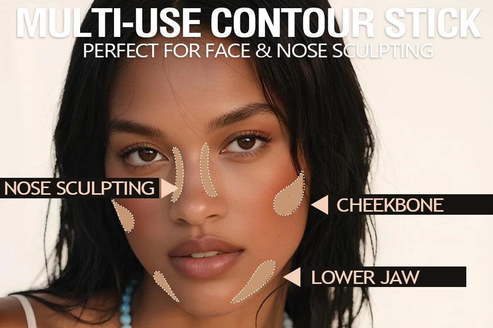 LANGMANNI Tri-Color Multi-Functional Face Brightening Contour Stick Contouring & Brightening Skin-Perfecting Stick