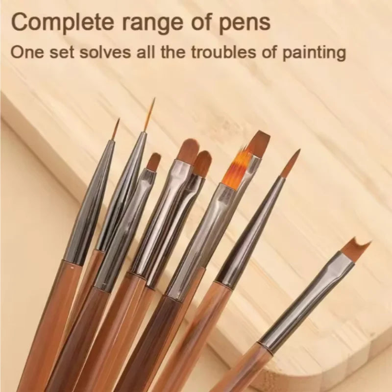 9PCS UV Gel Nail Brush Liner DIY Painting Pen Manicure Acrylic Drawing Brush for Nail Art Design Nails Tip Display Painting Tool