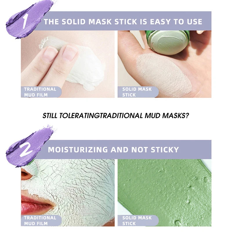 Ocheal Mask Green Tea Bamboo Charcoal Solid Facial Cleansing Stick Deep Cleansing Pores, Removes Blackheads, Controls Oil, Moisturizes and Hydrates, Smear-On Mud Mask for Men and Women.
