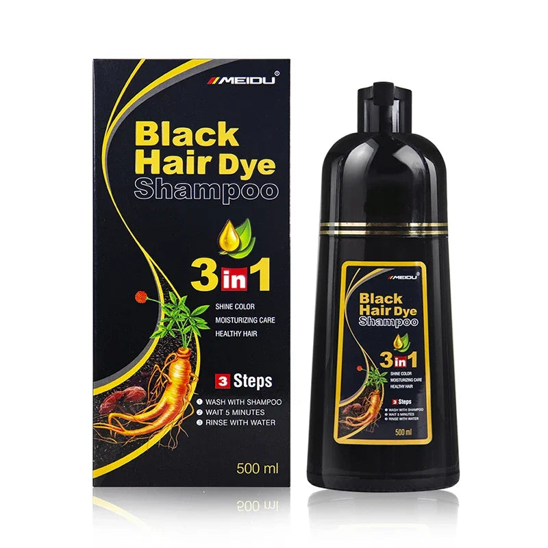 Meidu 3 In 1 Instant Coloring Shampoo Natural Black Color for Men Women Hair Dye Herbal Brown Purple Hair Dye Hair Dye Shampoo