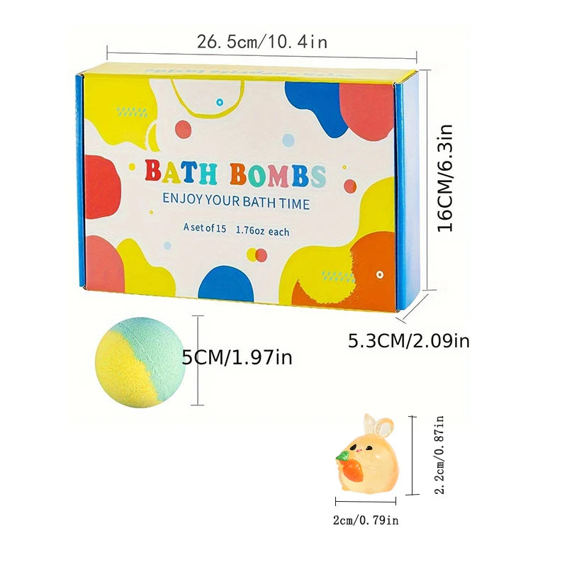 Bath Treats for Kids with Surprise Inside, 15 Pack Kids Bath Treats Gift Set, Natural Organic Kids Bubble Bath Fizzy with Bath T