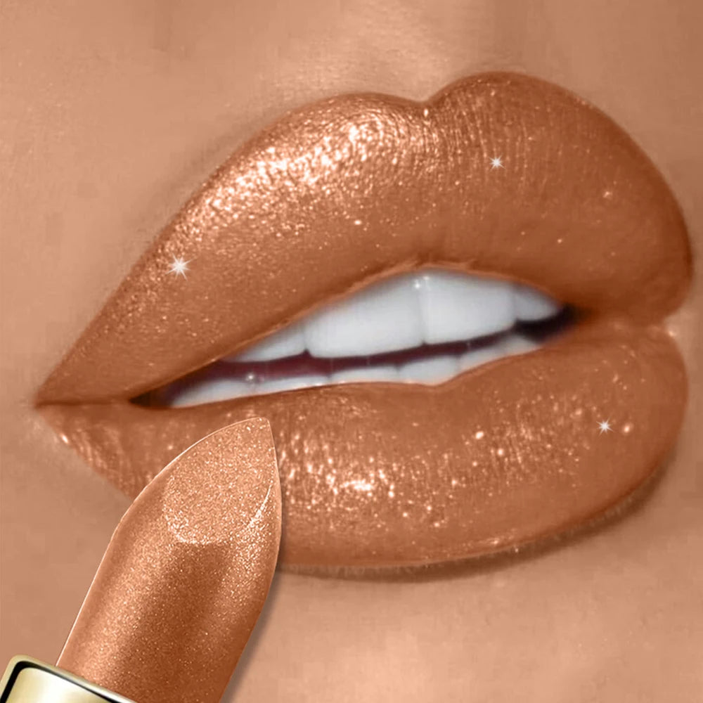 Pearlescent Glitter Lipstick Metallic Waterproof Long Lasting Matte Shimmer Diamond Lipstick Women Sexy Lips Makeup Cosmetics