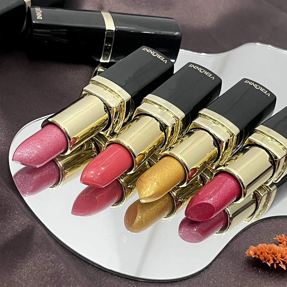 Pearlescent Glitter Lipstick Metallic Waterproof Long Lasting Matte Shimmer Diamond Lipstick Women Sexy Lips Makeup Cosmetics