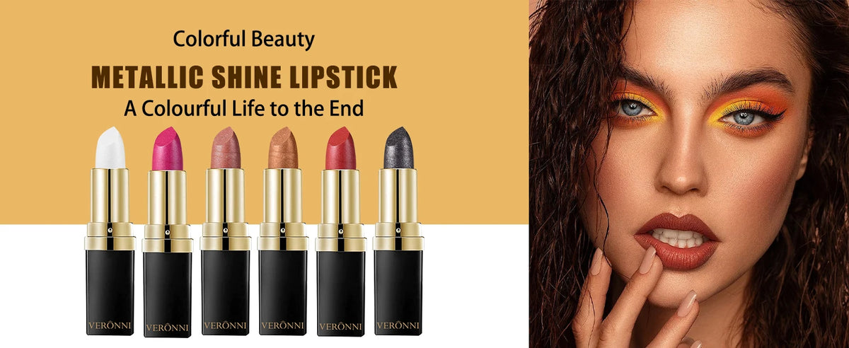Pearlescent Glitter Lipstick Metallic Waterproof Long Lasting Matte Shimmer Diamond Lipstick Women Sexy Lips Makeup Cosmetics