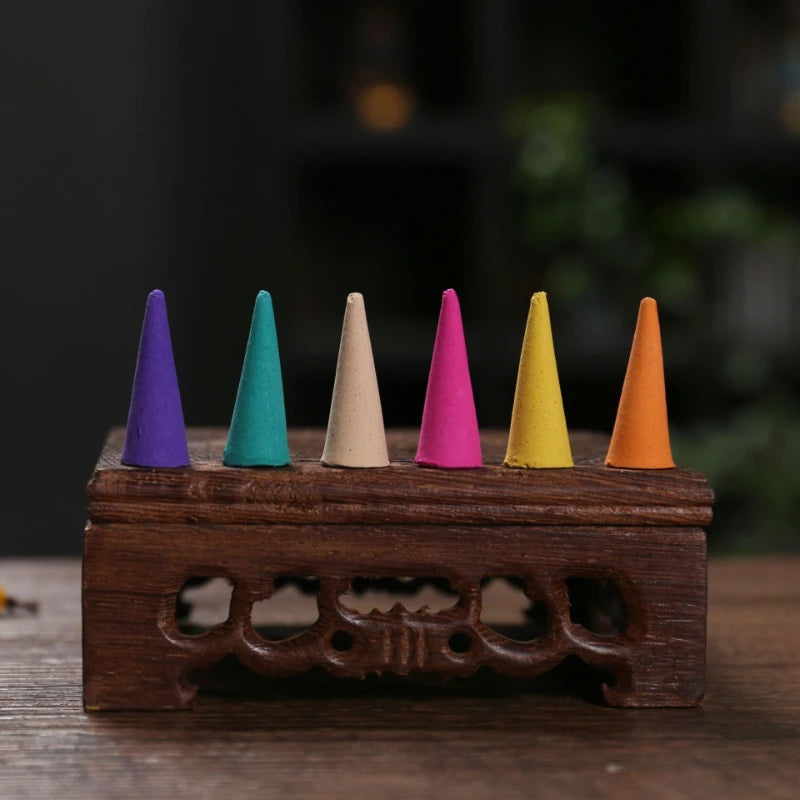 Mixed Natural Reflux Tower Incense Cone Rose Lavender Aromatherapy for Smoke Odor Remover Anxiety Relief Meditation Fragrance