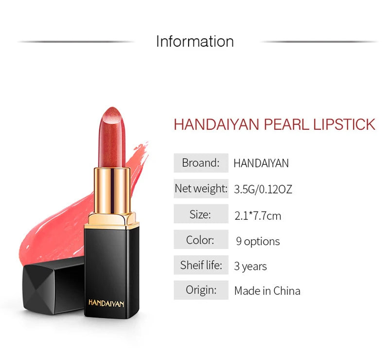 Black Tube Gold Shiny Lipstick Waterproof Long Lasting Moisturizing Glitter Pearlescent Nude Pink Shimmer Lipstick Luxury Makeup