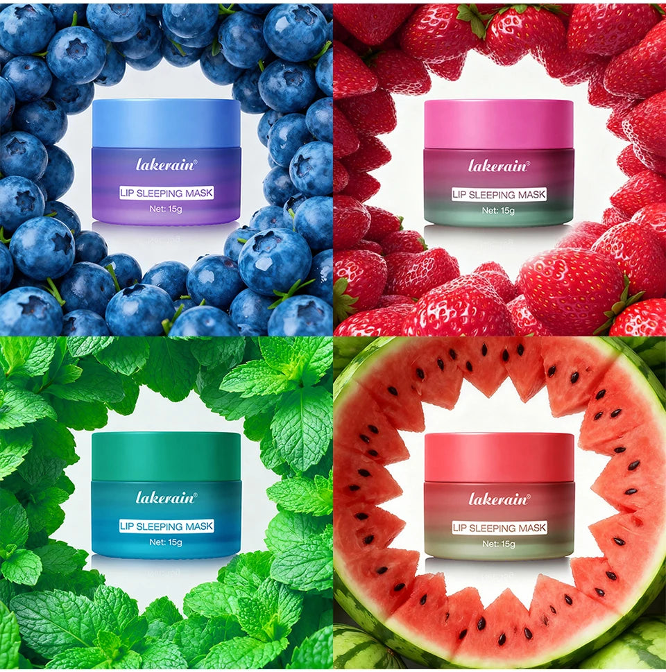 Lakerain Lip Sleeping Mask Smooth Creamy Texture Dual-Color Formula Overnight Hydration Non-Sticky Natural Protection Lip Mask