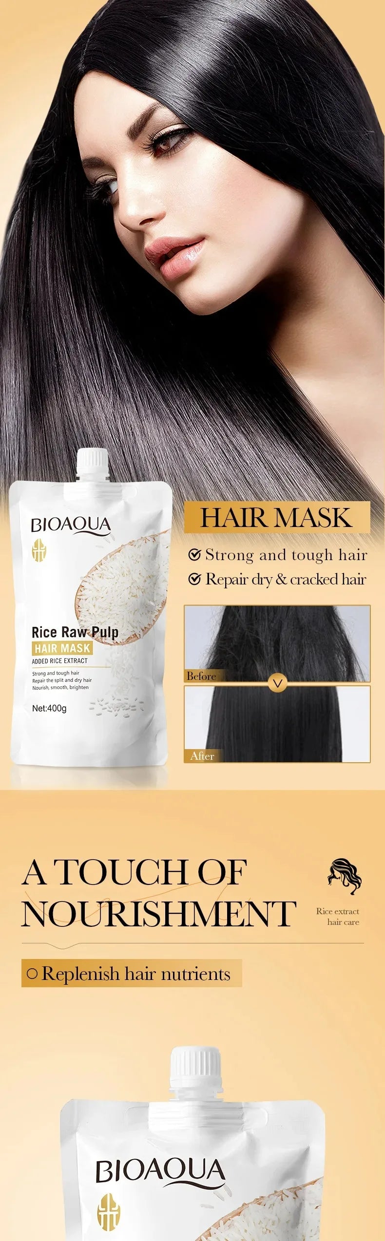 Rice Magic Keratin Hair Mask 5 Seconds Repair Damaged Frizzy Hair Soft Smooth Shine Moisturizing Nourishing Hair Root Care