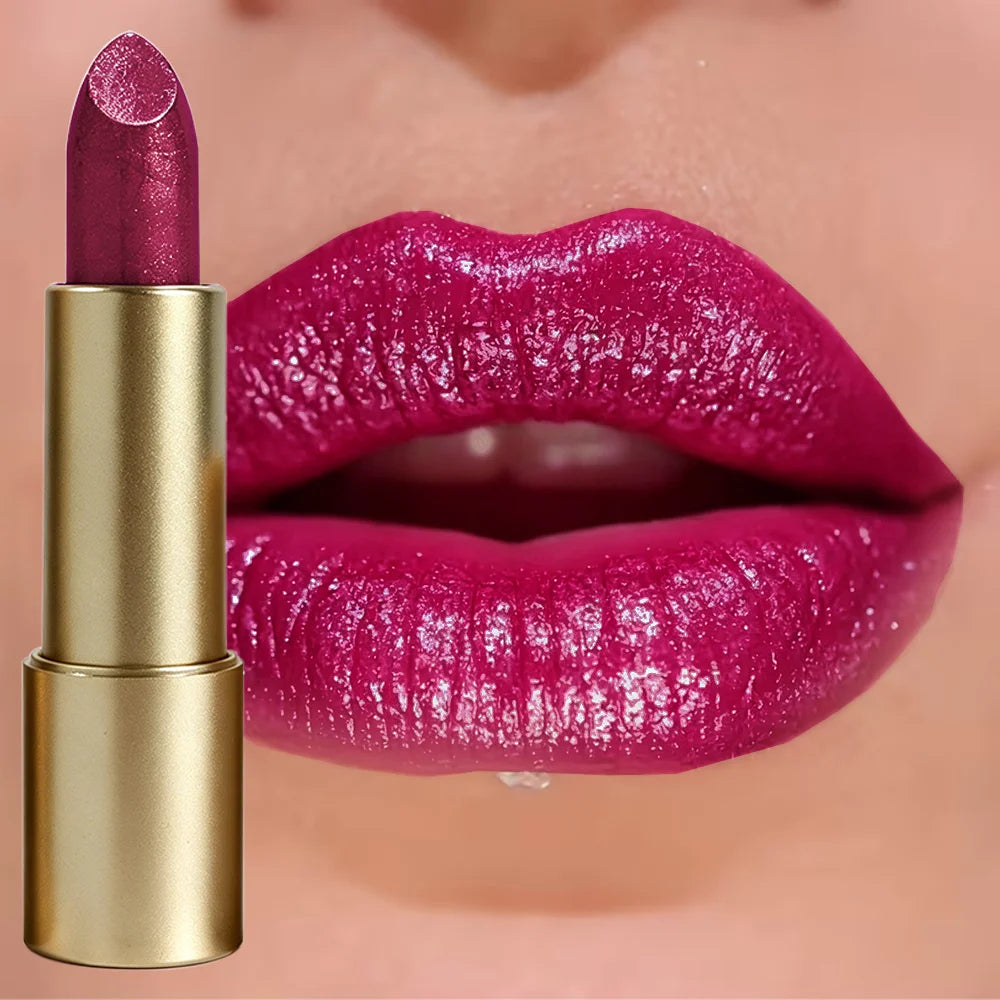 JUJU DREAM Shiny Glitter Lipstick Waterproof Long Lasting Shimmer Lip Makeup for Women