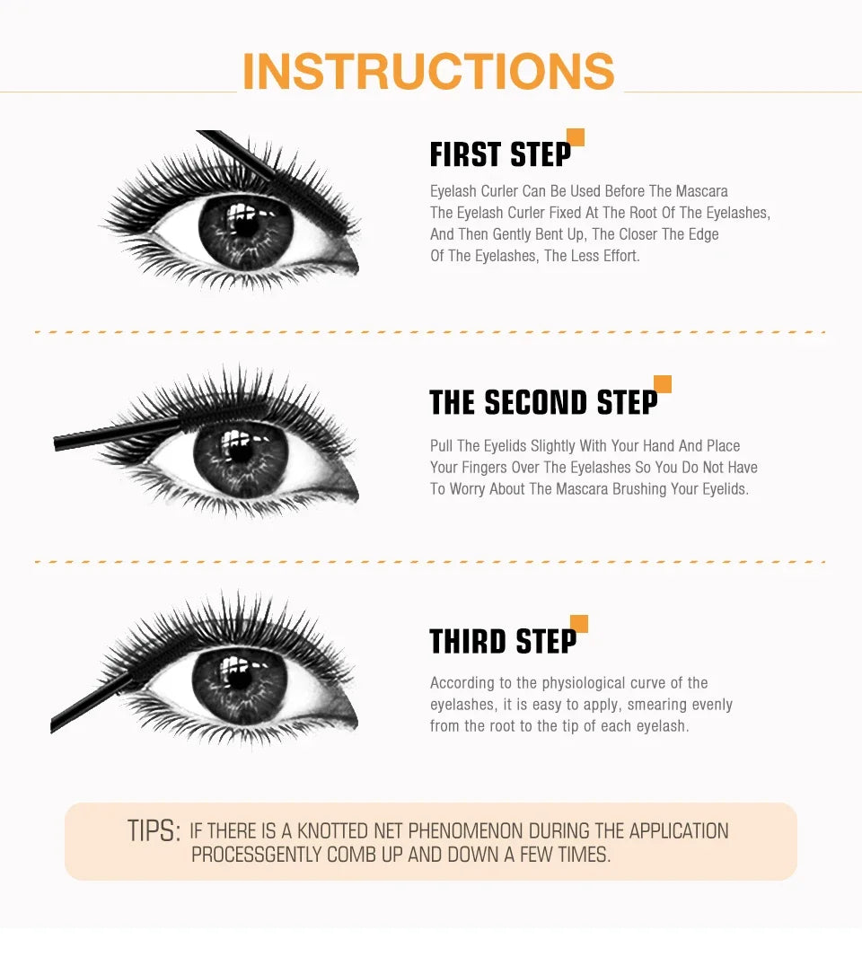 3D Mascara Lengthening Black Lash Eyelash Extension Eye Lashes Brush Beauty Makeup Long-wearing Gold Color Mascara